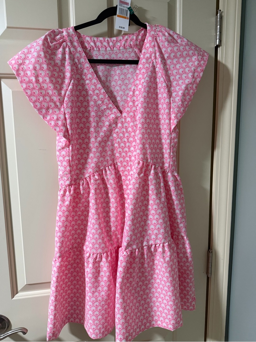 Vineyard Vines Pink Printed Tiered V-Neck Dress